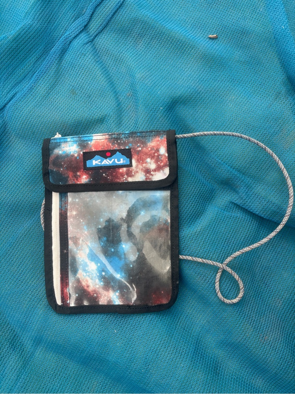 Kavu Galaxy Print Neck Pouch in Blue and Black
